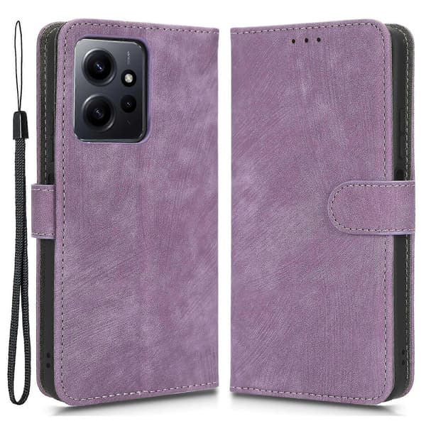 För Xiaomi Redmi Note 12 4g PU-läder Plånboksfodral RFID-blockerande Stativ Telefonfodral med Rem Purple