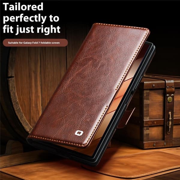Qialino Læderpung Etui Samsung Galaxy Z Fold 7 Brun
