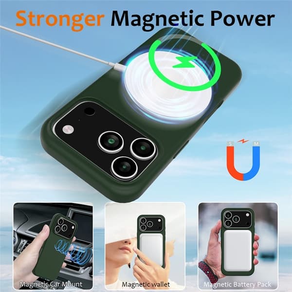 Mobilskal for iPhone 17 Pro MagSafe Silikon Anti-Drop - Mørkegrønn Grønn Grön 54