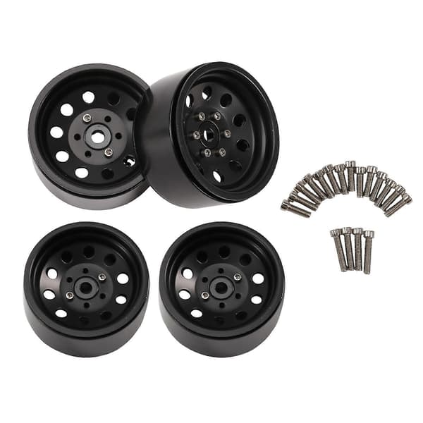 4 stk. RC Crawler Zinklegering 10 Små Runde Huller 1,9 Tommer Beadlock Fælg til 1/10 RC Crawler Tilbehør DRM130B Black
