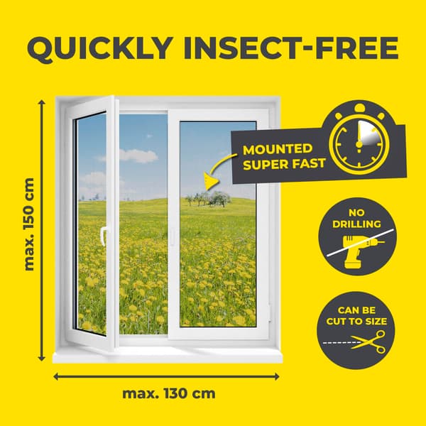 [13] Mosquito net for windows with Magic Click | Insect screen can be cut individually up to 150x130 cm, easy installation with 12 magnets