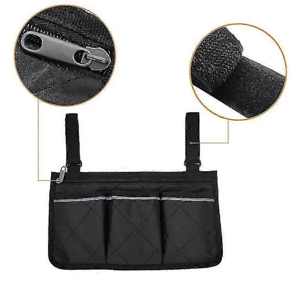 Rullestolveske med Lommer, Universal Vanntett Armlene Sideveske Rullestol Side Organizer Oppbevaringsveske Armleneveske, 1 stk D-rose