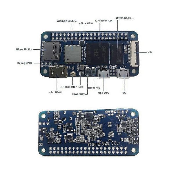 Banana Pi M2 Zero Allwinner H2+/h3 -kärna -a7 512mb Ddr 3 Sdra Wifi Bt Uart Samma storlek som Zero 2 W-dt