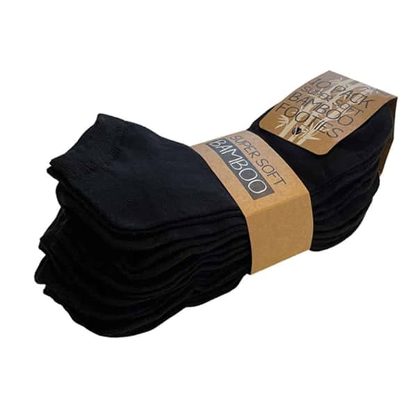 Bambus Ankelstrømper 10 Par (Sort) Sort Black 43-46