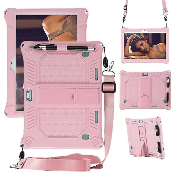 Universal Stødsikkert Silikone Cover Etui kompatibelt med 10 10.1 Tommer Android Tablet Pc Fan2346 Pink