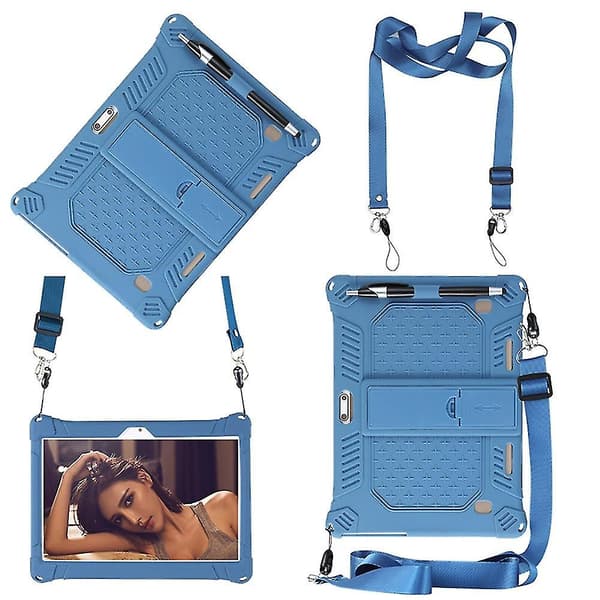 Universal Stødsikkert Silikone Cover Etui kompatibelt med 10 10.1 Tommer Android Tablet Pc Fan2346 Blue