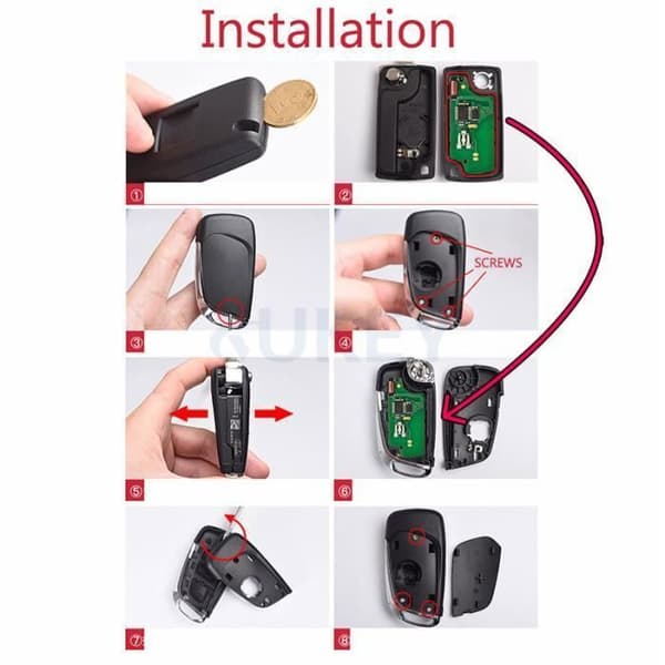 For Peugeot 308 207 307 3008 807 Citroen C2 C3 C4 - Modified Remote Key Case Shell with 2 Buttons - XUKEY