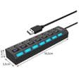 USB-hubb - UNIVERCEL - 7 portar - Plug & Play - Hastighet 480 mbps - Svart