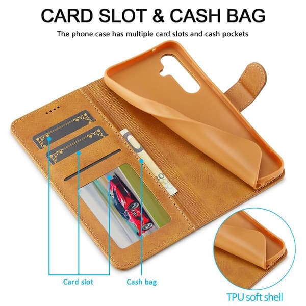 LC.IMEEKE Wallet Case for Samsung Galaxy S26 Artificial Leather - Yellow