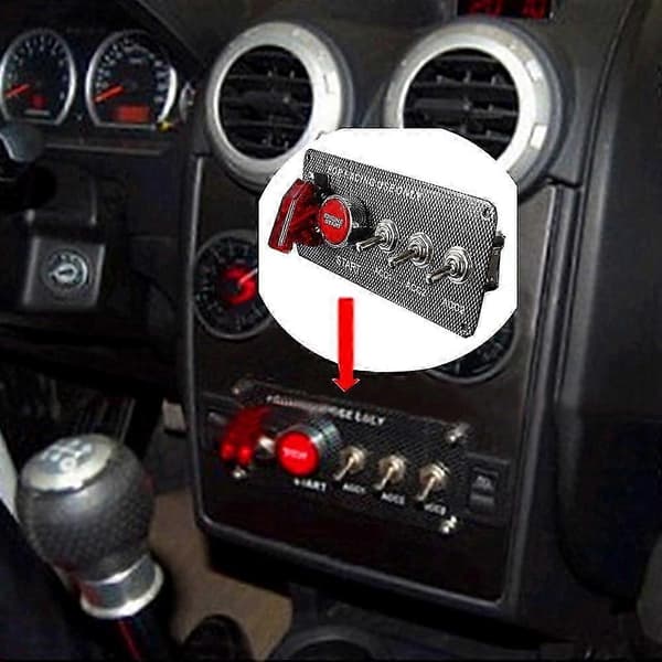 Bil 12V LED Vippebryter Tenningspanel Motorstart Trykknappsett Universelt for 12V Strømhastighet black
