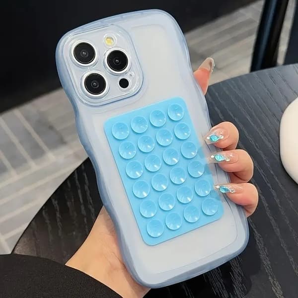Simple Creative Phone Case with Suction Cup for iPhone 11 12 13 14 15 16 Pro Max Plus Full Protection Anti-Fall Mobile Phone Protective Case Whit White iPhone 14 Pro
