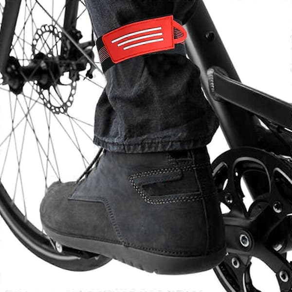 4 stk. cykelankelremme elastisk cykelankelridestrop cykelsikkerhedsbind Red