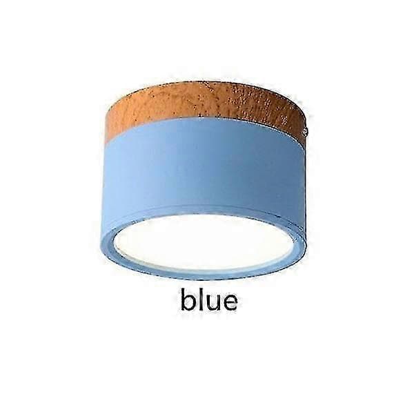 7w Led Loft Downlight Dæmpbar 7w 9w Overflademonteret Loftlampe Træ Moderne Lyseblå [MI] Blue 7W white light