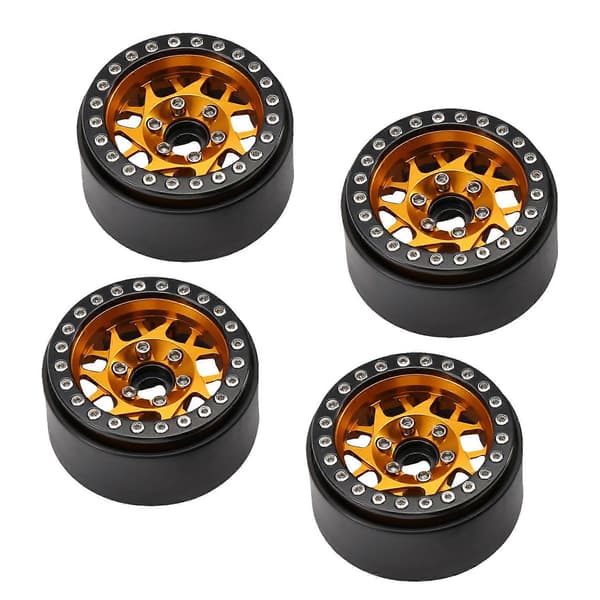 4 stk. RC Crawler Bil Aluminiumlegering 1,9 tommer Beadlock Fælg til 1/10 RC Crawler Bil Black gold