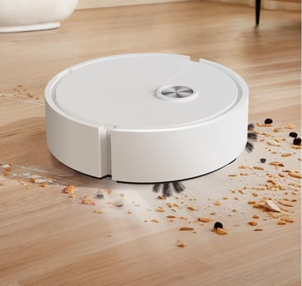 [13]Rechargeable Mini Robot Vacuum Cleaner with Mop, Compact Floor Cleaning Machine White
