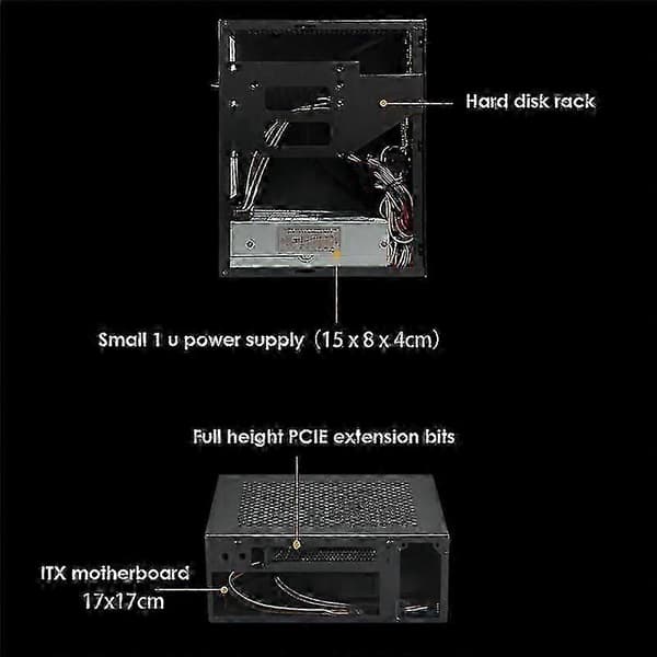 A09 HTPC Datorfodral Mini ITX Gaming PC Chassi Stationär Chassi USB3.0 Datorfodral Hemdatorfodral Svart DS