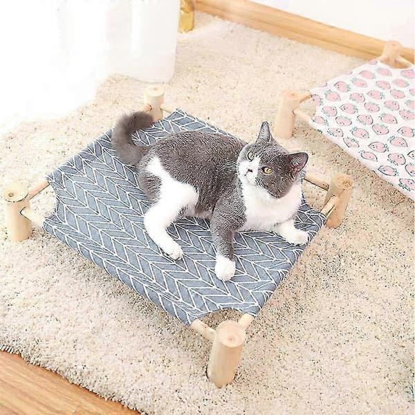 1 Peach Solid Wood Canvas Pet Bed Hammock Removable Washable Dog Cat