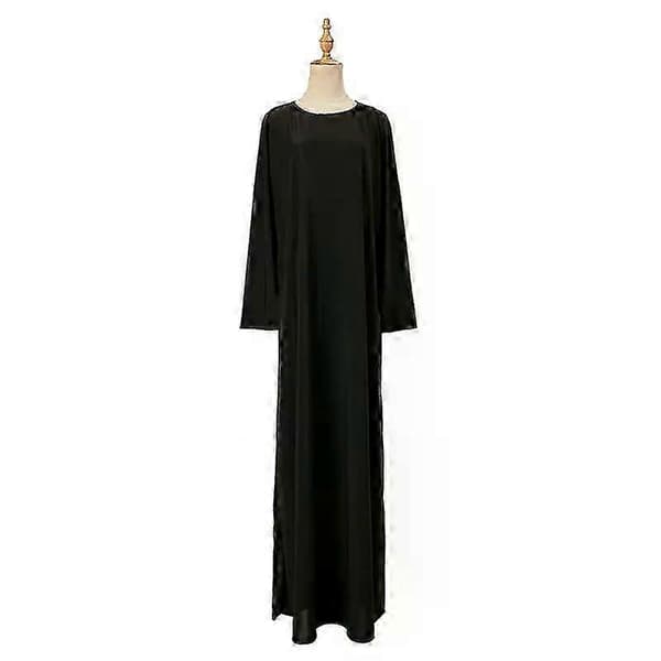 Ramadan Eid Sort Muslimsk Abaya Kjole Kvinde Ensfarvet Pullover Abaya Dame Enkel Islamisk Tøj Lang Kjole