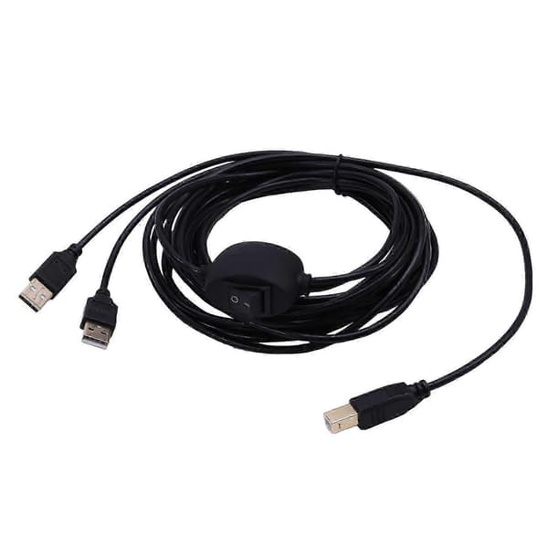 Passer for HP Canon Samsung-skriver, 2-i-1 USB A til B hannkabeldeler for to datamaskiner Black