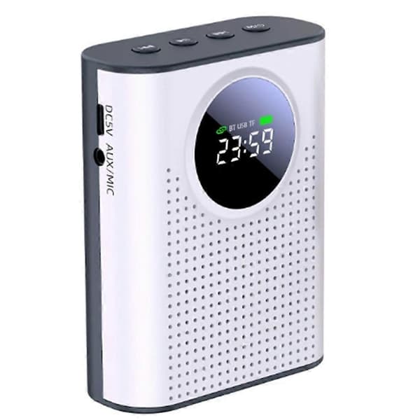 Voice Amplifier with Magnetic Mosquito Personal Microphone and Speaker with LED Display Voice Amplifier_Quality Gift White & Black