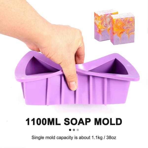 Silikon såpeformer, 1 stk 38oz rektangulær brødform med plastskrape for håndlaget såpe