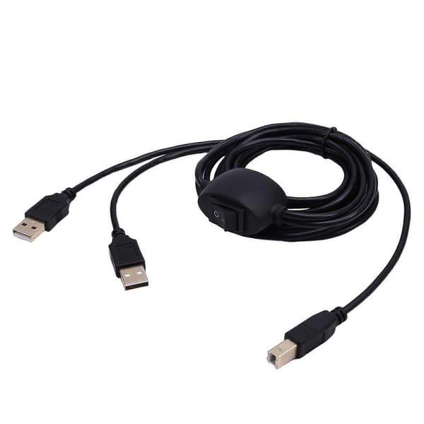 2 i 1 printerkabel USB A til B han til han printerkabel til printerdeler til to computere A Black