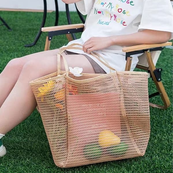 Women's Mesh Beach Bag, Shoulder Bag, Large Bag for Beach Vacation, Travel, Pool