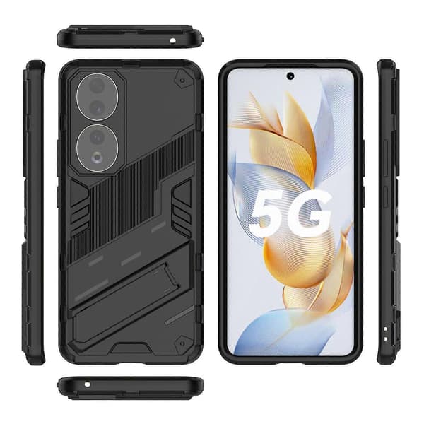 Honor 90 Punk Armor PC + TPU -puhelinkotelo pidikkeellä Black