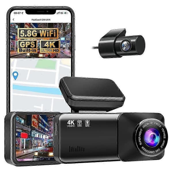 Bil Osmo Dashcam 4k Front- og bakkamera, GPS Dashcam med parkeringsmonitor, 170 vidvinkel, nattsyn og parkeringsmodus