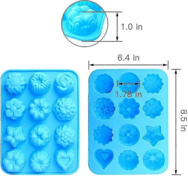 Matkvalitets silikonformer med blomster, non-stick 3-pakning silikonformer med blomster og hjerteform (d-583-a)