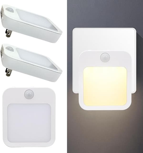 2 stk. Plug-in LED Natlampe med Bevægelsessensor Varm Hvid EU-stik