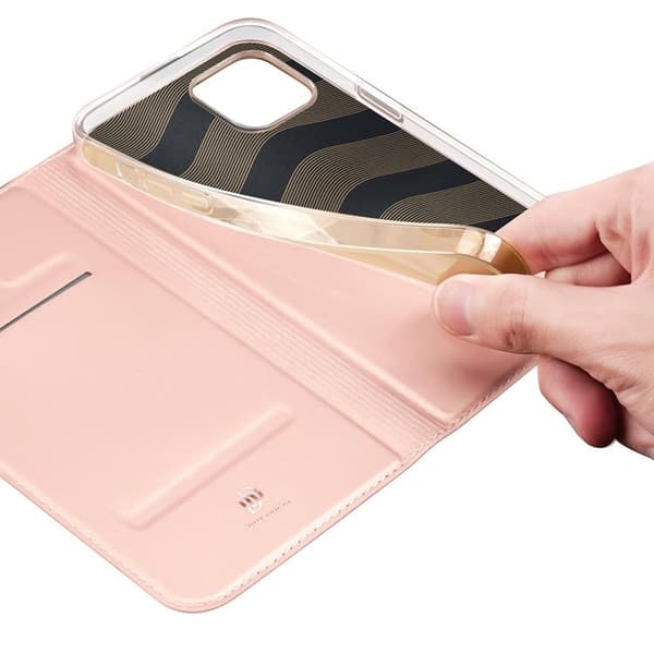 DUX DUCIS Skin Pro iPhone 15 Plus Wallet Case PU Leather - Pink Rosa 75