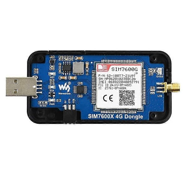 Waveshare SIM7600G-H 4G DONGLE-modul, en internettilgangsmodul for Raspberry Pi GNSS global kommunikasjon black