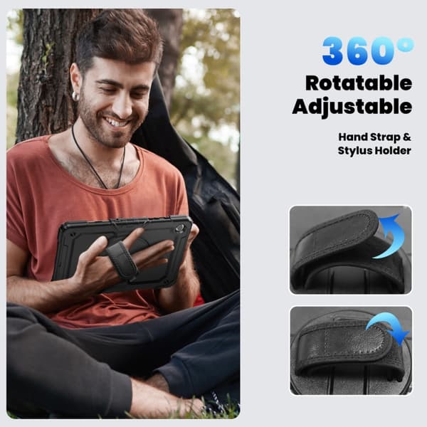 Samsung Galaxy Tab A9+ / A11+ Silicone + PC Case with Shoulder Strap Svart