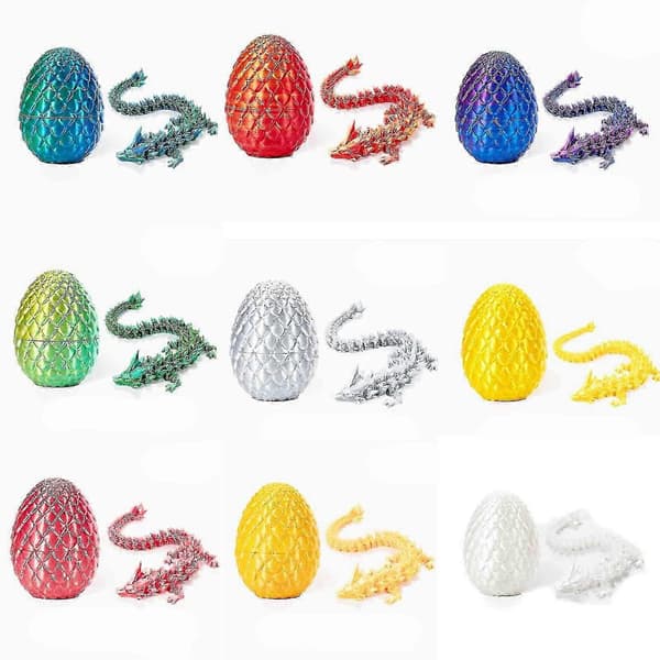 3D-printet artikulert drage med drageegg 3D-printet drage krystalldragon 8