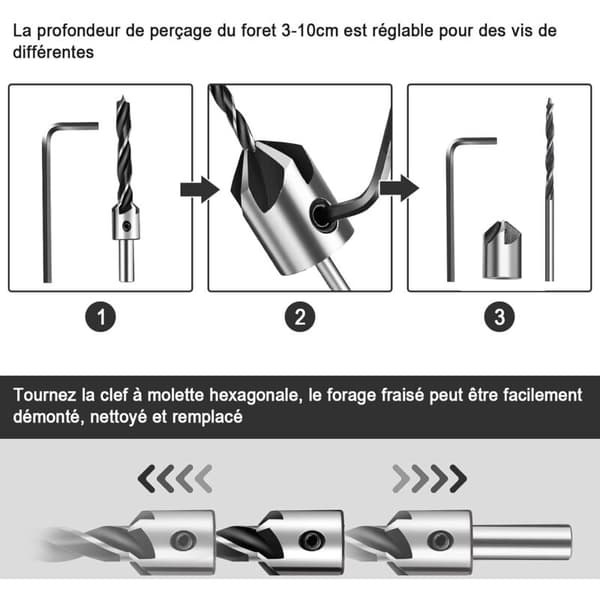 Forest Wood Countersink, HSS Countersink Drill Wood Counter