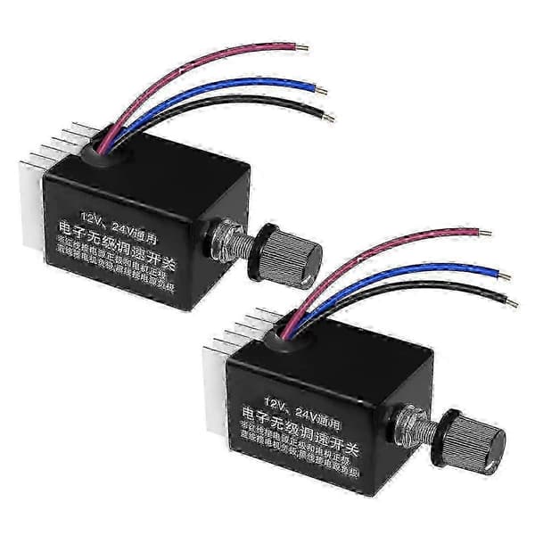 Hastighetsregulator for DC-motor 12V/24V, 2 stk trinnløs regulator med bryter