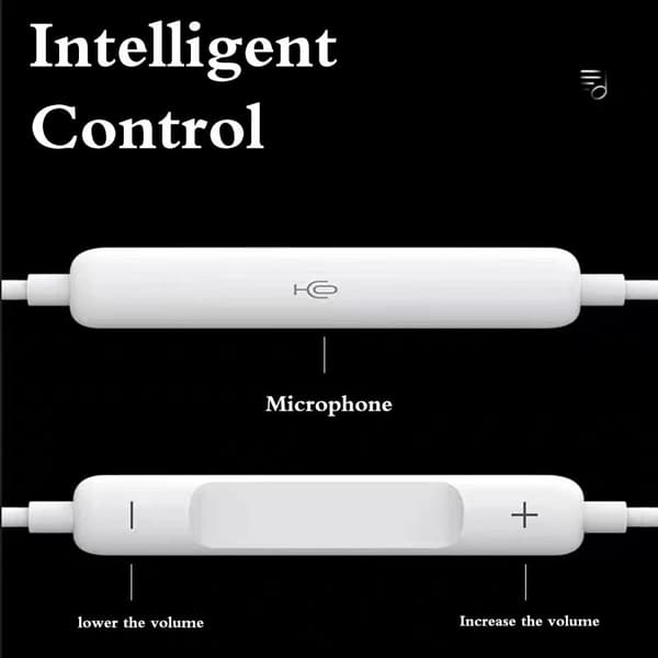 USB-C Pro In-ear hörlurar med sladd, mikrofon, volymkontroll DAC Vit