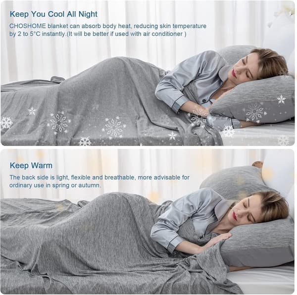 Cooling Blankets for Night, Lightweight Cooling Blanket for Bed, Cotton Blanket, Double-Sided Cooling Blanket, Grey (Grey), 127x152cm