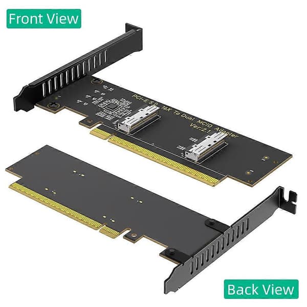 PCI-E 5.0 X16 till dubbel MCIO 8i-adapterkort PCIe Gen5 16X till 2-portars MCIO SFF-1016-omvandlare stöder förgrening