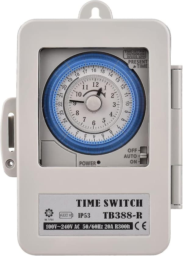 [13]24-timmars Timer Ip53 Klassning Programmerbar Al Timer Box Ac 100-240v 15 Minuters Intervall 96 Gånger På/Av - q36