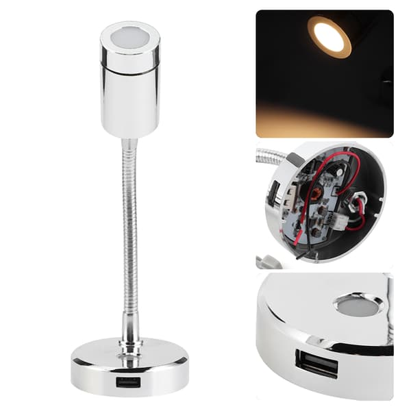 12V DC 1500LM LED Reading Light Rotatable Adjustable Marine Car Table Lamp USB Charging Interface