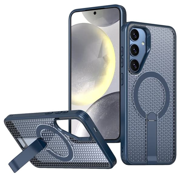 Mobilskal för Galaxy S25 FE Magsafe Grid Texture Blå Blå 64