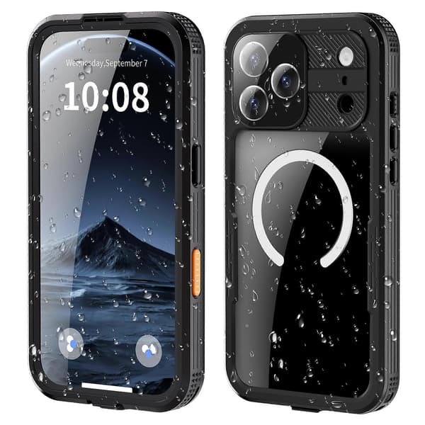 TKdaddy SHELLBOX til iPhone 17 Pro Max IP68 Vandtæt Cover Kompatibel med MagSafe Klart Telefoncover Sort