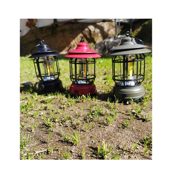 LED-campinglykta hängande trädgårdsbelysning utomhus dimbar ljusslinga vattentät retro brons black