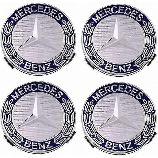 Sæt med 4 hjulkapsler kompatible med Mercedes Benz 75 mm - Blå