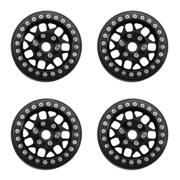 4 stk./sæt RC Crawler Bil Aluminiumlegering 1,9 tommer Beadlock Fælg til 1/10 RC Crawler Black