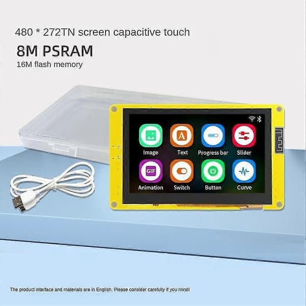 Esp32-s3 Hmi 8m Psram 16m Flash 4,3 tums Rgb Lcd Tft-modul för Lvgl Wifi & Smart Display, Tn utan