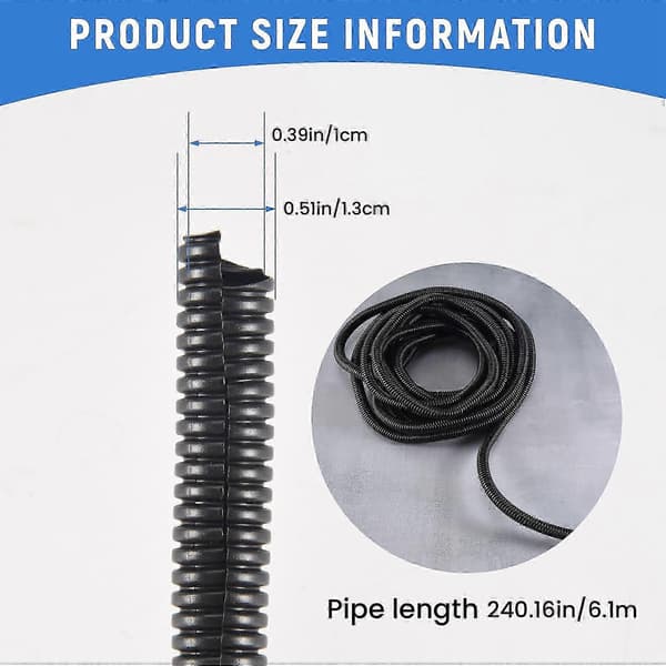 [13]20 Ft Split Wire Conduit Polyethylene Tubing Sort Farve Ærme Rør 10mm Indvendig Diameter