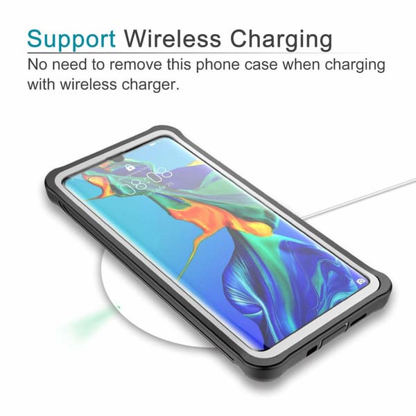 Huawei P30 Pro -kuori näytönsuojalla, musta/harmaa 74